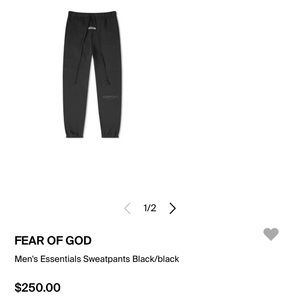 Fear of god size large sweatpants